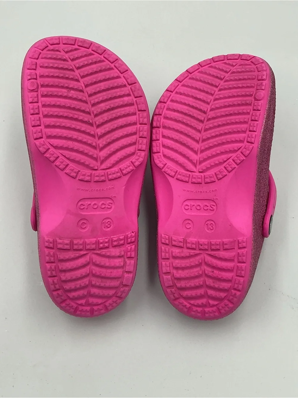 Crocs Youth Classic Lined Pink Clog Sparkle Size C13 #207656 Slip On Glitter